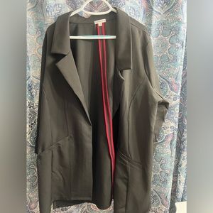 Black open front long Blazer